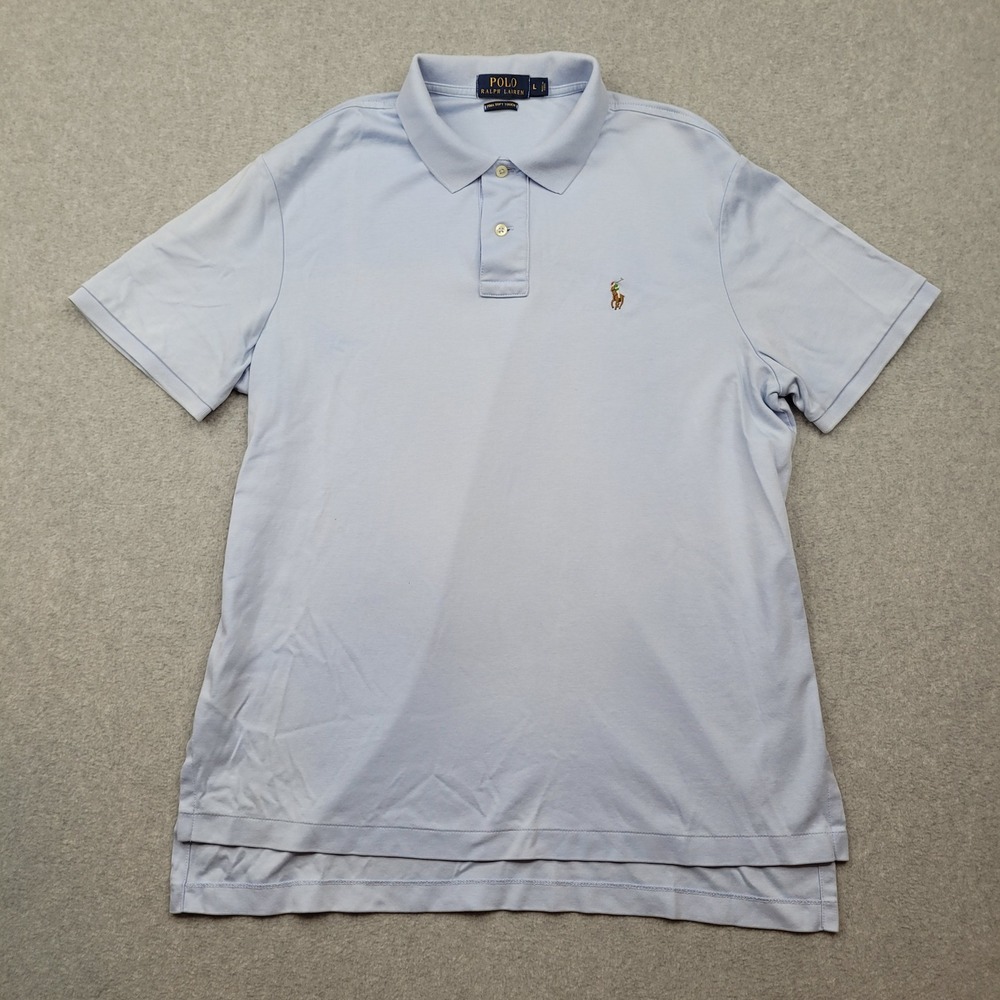 Polo Ralph Lauren Polo Shirt Mens Large Light Blue Pima Soft Touch Short Sleeve